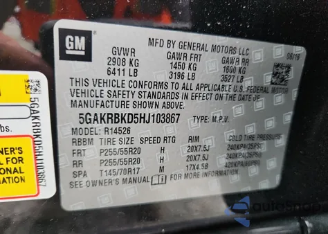 2017 Buick Enclave z USA, uszkodzony, nr VIN 5GAKRBKD5HJ103867